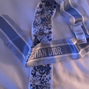 Christian Dior Blue Floral Scarf